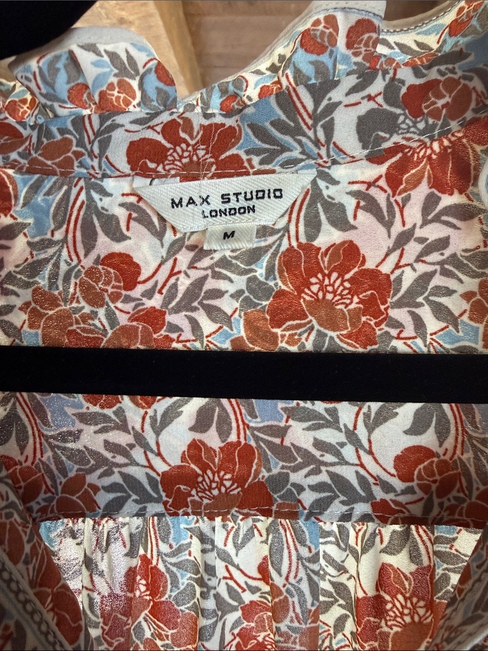 Max Studio Rust and White Floral V-Neck Tiered Maxi Dress - Picture 2 of 2